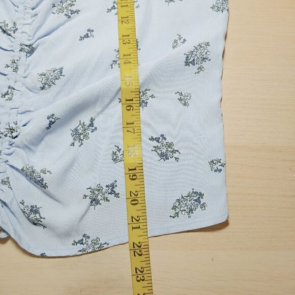 NWT MANGO Light Blue Floral Ruched Spaghetti Strap Camisole - Picture 8 of 10